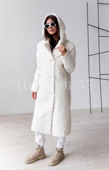 Белоснежное  пальто с дутыми рукавами White Snow