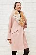 Розовое пальто с песцом под рысь фото №1
