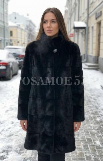 Черная норковая шуба поперечка